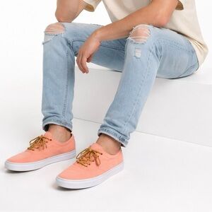 Vans Authentic Salmon Orange Sneakers Mens 12 | Blue Stripe Lining | Clean Soles